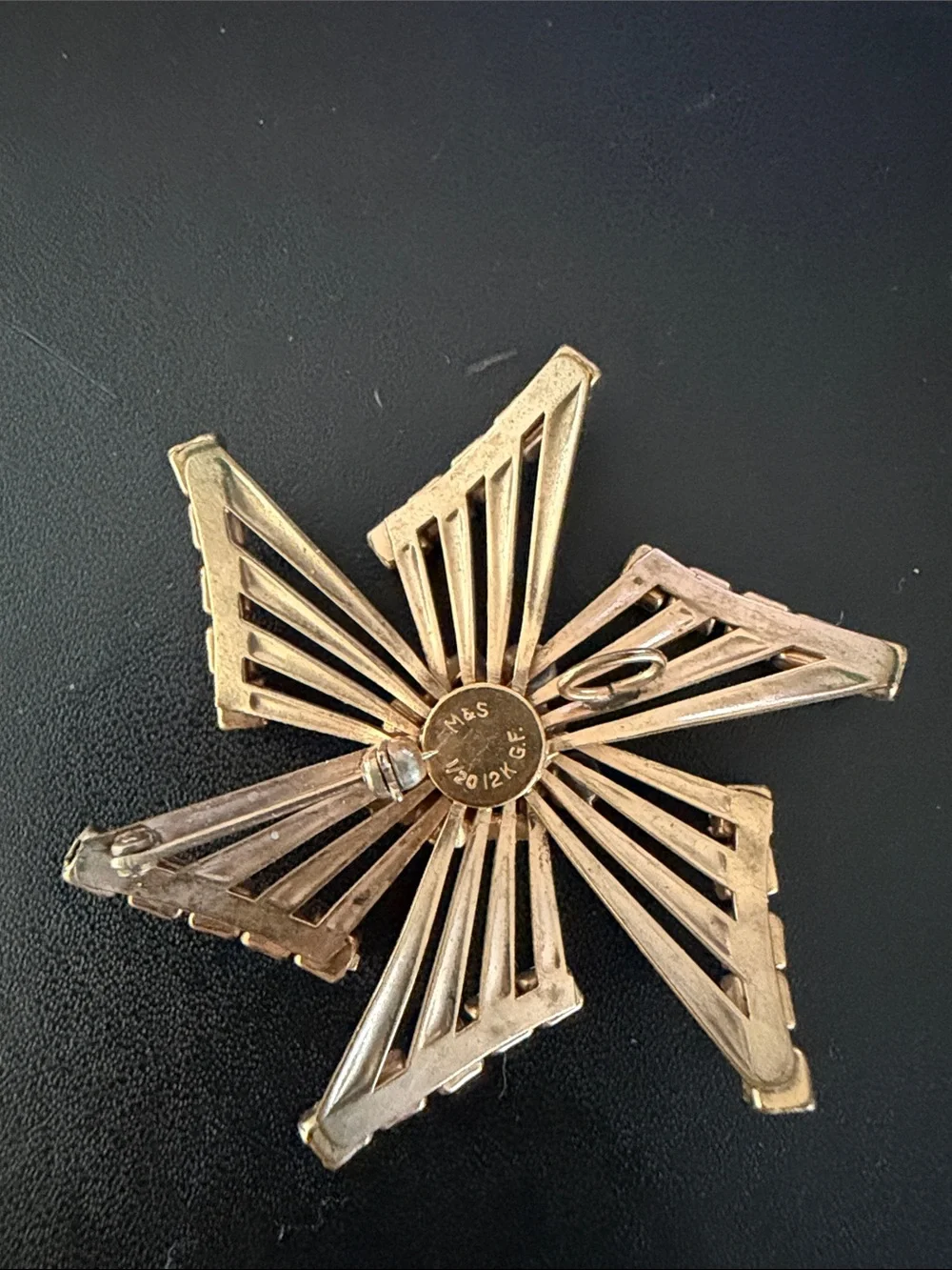 Vintage Gold Crystal Starburst Brooch by M&S - see history below
